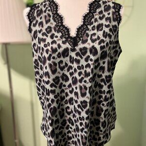 Lace Trim Leopard Print Tank, Size S